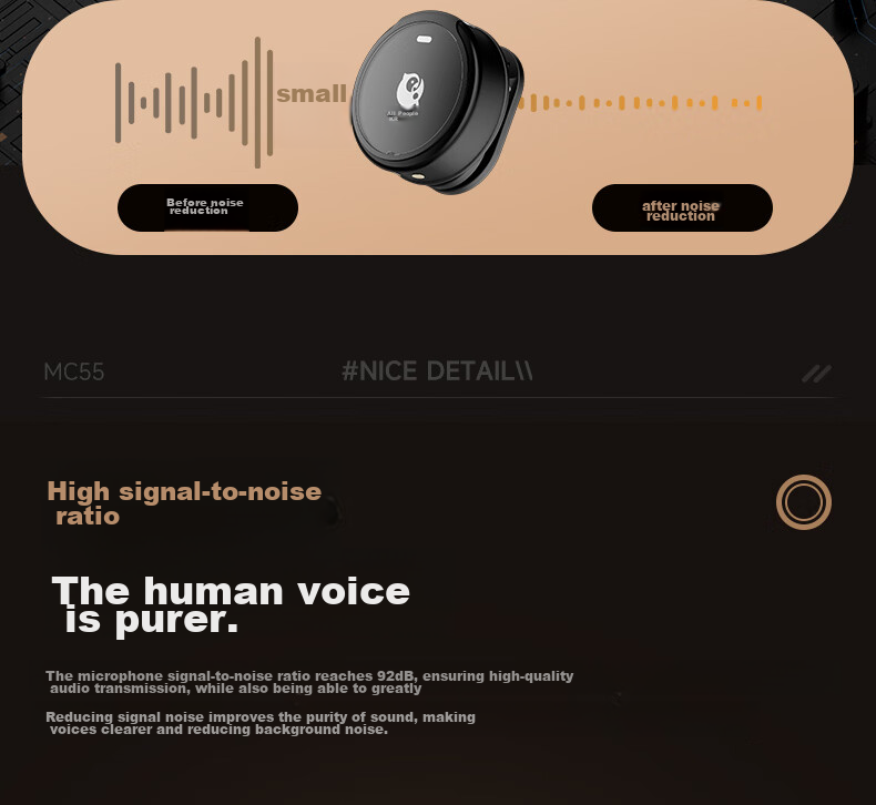 QuanminKge Dual Wireless Lavalier Microphone Speaker, for Mobile Phone Camera Interview Vlog Outdoor Live Streaming Recording Audio Microphone MC55-TYPE Interface Birthday Gift 10