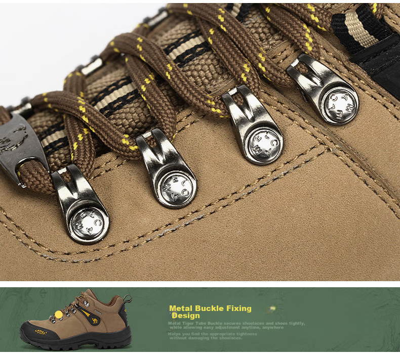 CAMEL Outdoor Hiking Shoes for Men, Durable Trekking Boots, Cowhide Outdoor Footwear A63202a6015 Army Green 38 16