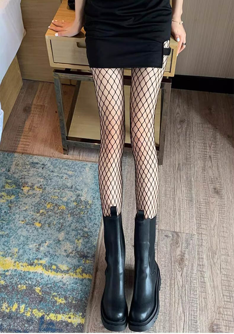 LangSha Black Silk Fishnet Stockings, Spring And Summer Black Silk Stockings for Women, Ultra-Thin Summer Ins Trendy Hollow-Out Tights, Small Mesh Pantyhose 4