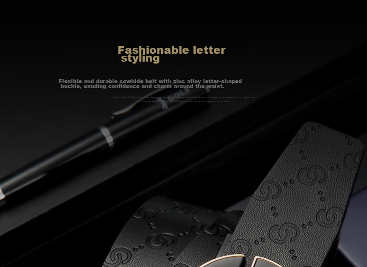 GOLF Men's Belt with Automatic Buckle, Double-Sided Cowhide Waistband, G-Buckle Letter Trouser Belt, Gift Box Packaging, Birthday Present for Boyfriend 1