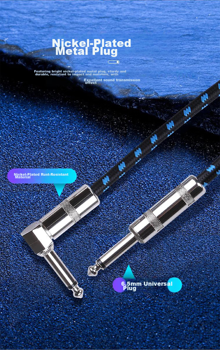 MOSEN MS-65P Guitar Audio 6.5mm Cable, Electric Guitar Bass Amplifier Cable, Noise Reduction Audio Cable, 3 Meters 6