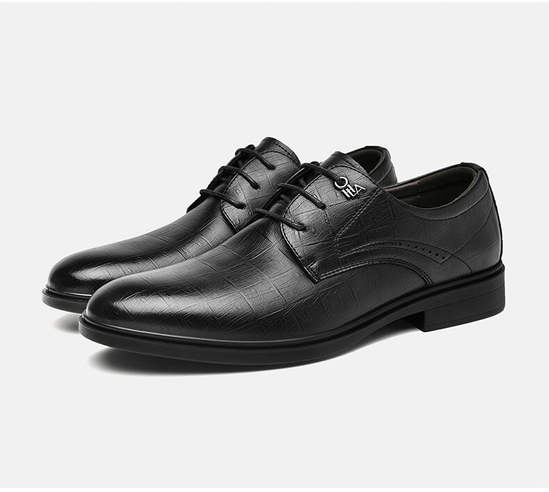 HLA Leather Shoes for Men, Business Formal Spring And Summer Shoes, Derby Casual Men's Shoes HAAPXM4DBG576, Brown, Size 42 30