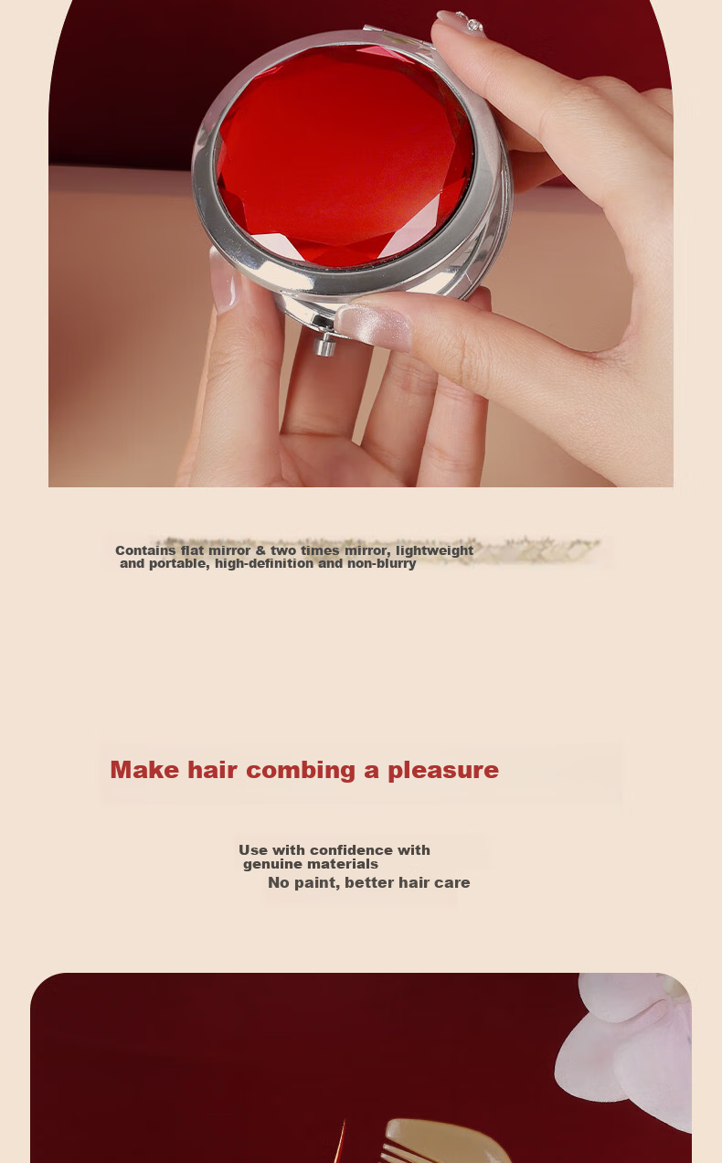 Chaojun Authentic Natural Sheep Horn Portable Comb Mirror, Women's Scalp Massage Meridian, Gift for Girlfriend Or Wife, Valentine's Day Present, Practical Gift Box Set, Mid-Autumn Festival 8