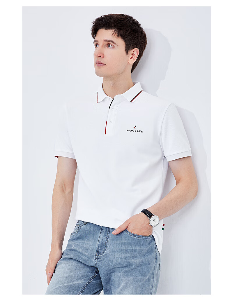 Navigare Men's Sweat-Free Short-Sleeve Commuter Casual Polo Shirt with Collar, 1325524566 16