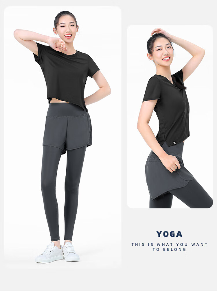 CAMEL Women's Yoga Top, Short-Sleeved, Breathable, Quick-Drying Running Shirt, Fitness Wear, Lightweight Sports T-Shirt Y24BAT6009 43