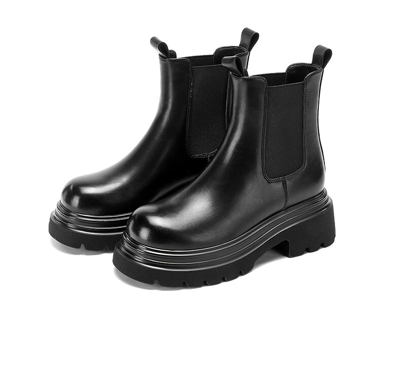 DAPHNE Martin Boots for Women, Autumn Season Boots, Slim Cigarette Boots with Thick Soles, British Style Chelsea Boots, Black, Size 36 9