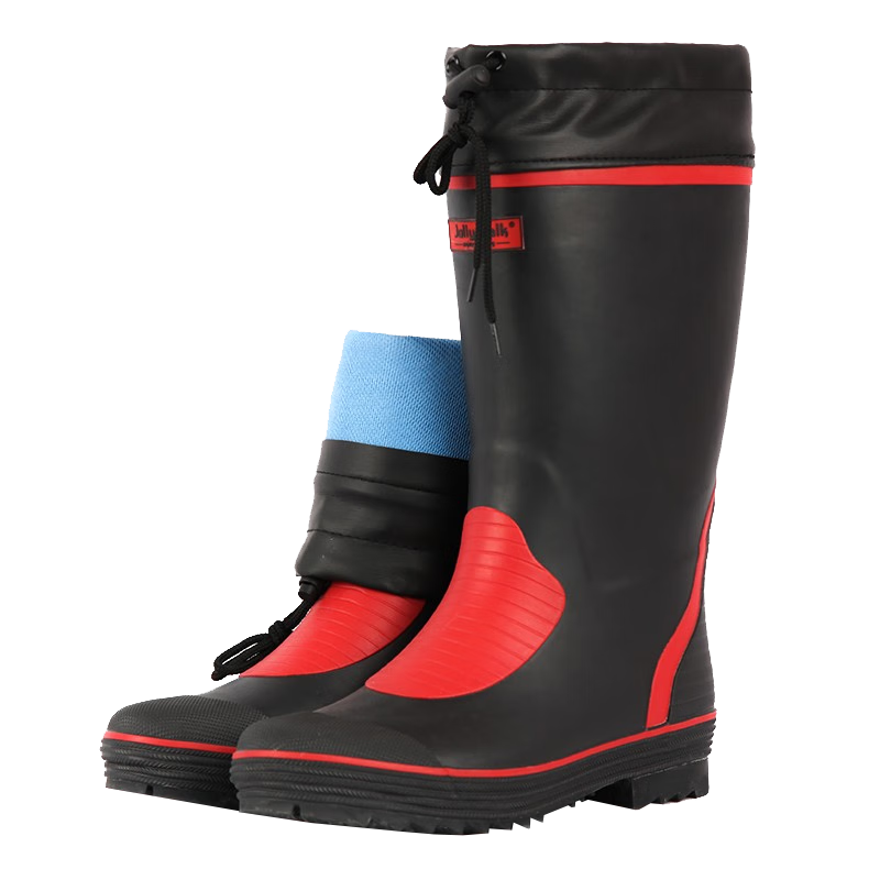 Jolly Walk Water Boots, Men's Rain Boots, High-Top Rain Shoes, Long Fishing Boots, Car Washing Waterproof Overshoes, Rubber Shoes JW211 Black And Red 42