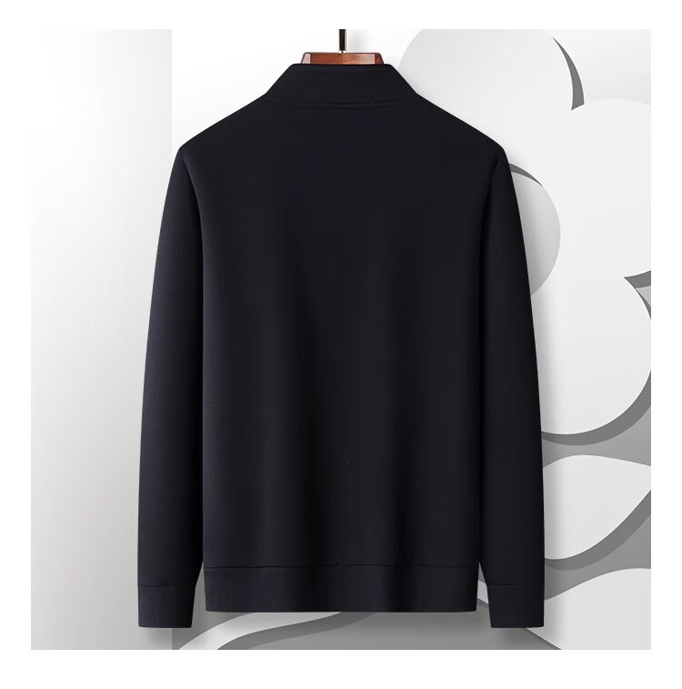 MONTAGUT Spring And Autumn Men's Long-Sleeve Sweatshirt, Semi-Turtleneck, Zipper, Elastic Cotton T-Shirt, Skin-Friendly Top, Jiguolan, 2XL 8