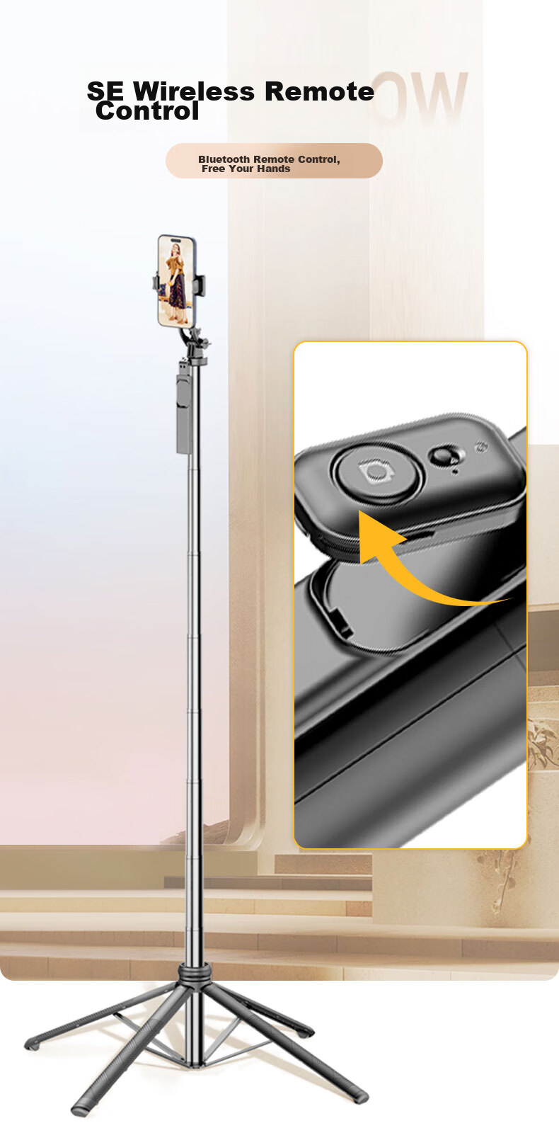 SelfieShow [Newly Upgraded Ultra-Stable 1.8-Meter Four-Legged Stand] Selfie Stick, Floor-Standing Anti-Shake, 360° Rotation, Multifunctional Outdoor Live Streaming Selfie Vlog Tool, Suitable for DJI Pocket 3 13