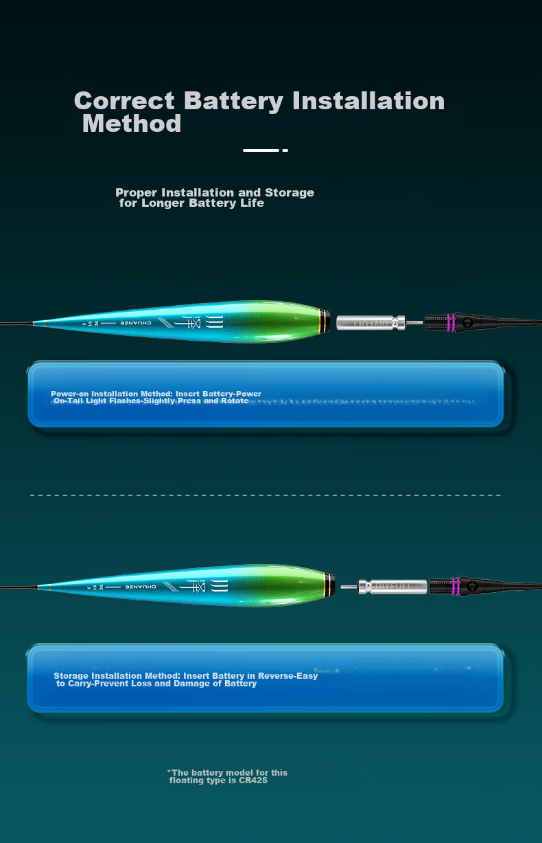 Chuanze Lushuai Day And Night Dual-Use Luminous Float, Color-Changing Rock Fishing Long-Distance Casting Float, Thickened Eye-Catching Big Fish Electronic Sliding Float PC01-2 10