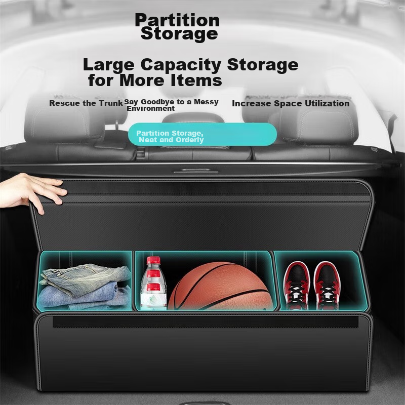 Huashi Car Trunk Storage Box, Multifunctional Folding Organizer, Car Storage Solution, Large Capacity Miscellaneous Box, Small Size