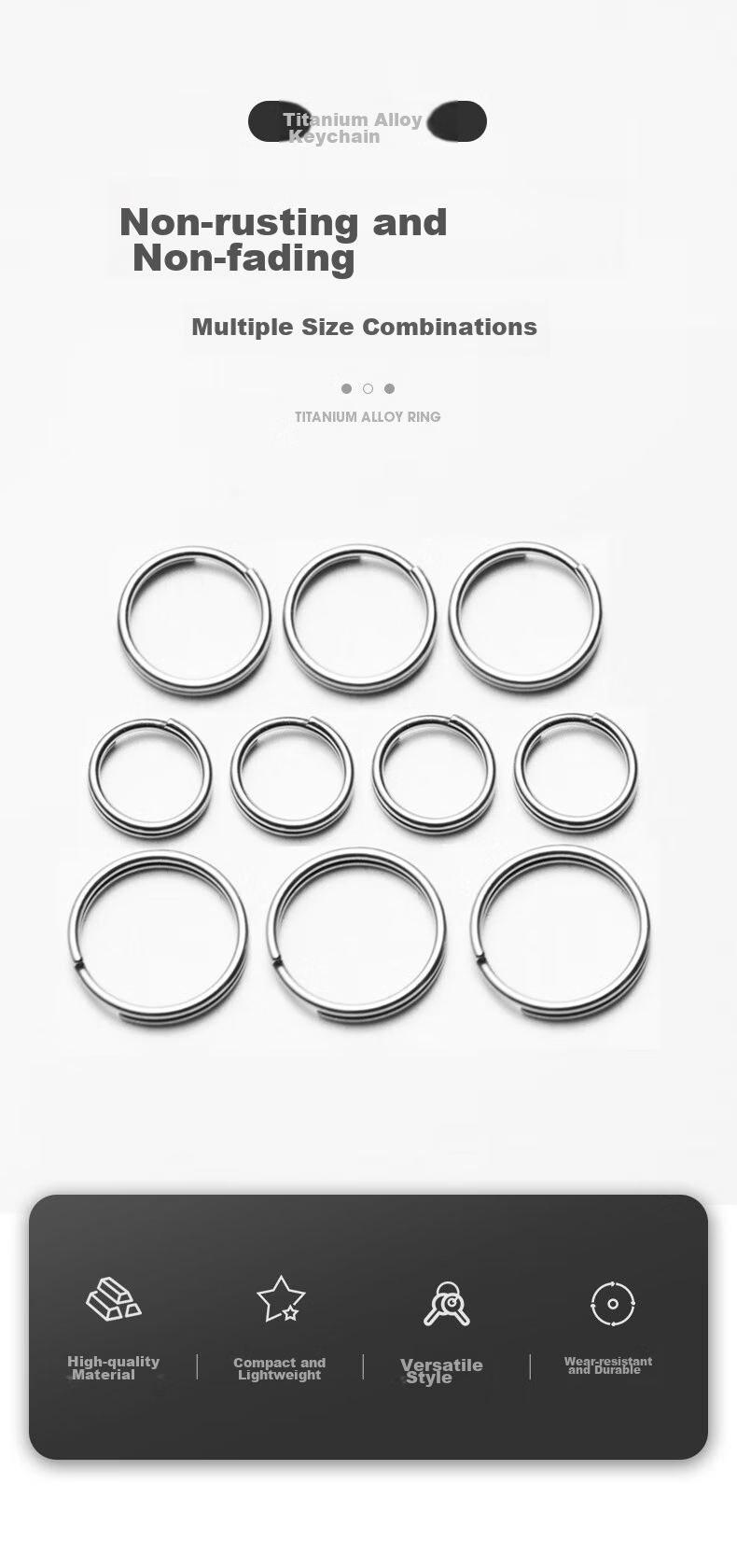 YORA Titanium Alloy Key Ring, Light Ring, Spiral Key Ring, Keychain, Round Small Thin Lock Keychain, Mini, 12 Pieces 2