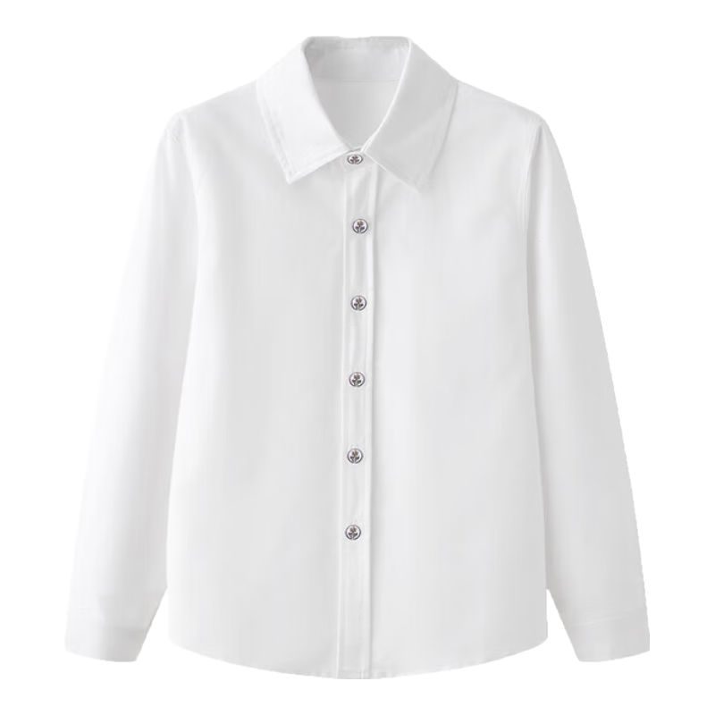 LUOBOBEIBEI Children's White Shirt, Spring Boys' Long-Sleeve Shirt, New Year's Outfit for School, White, Size 120