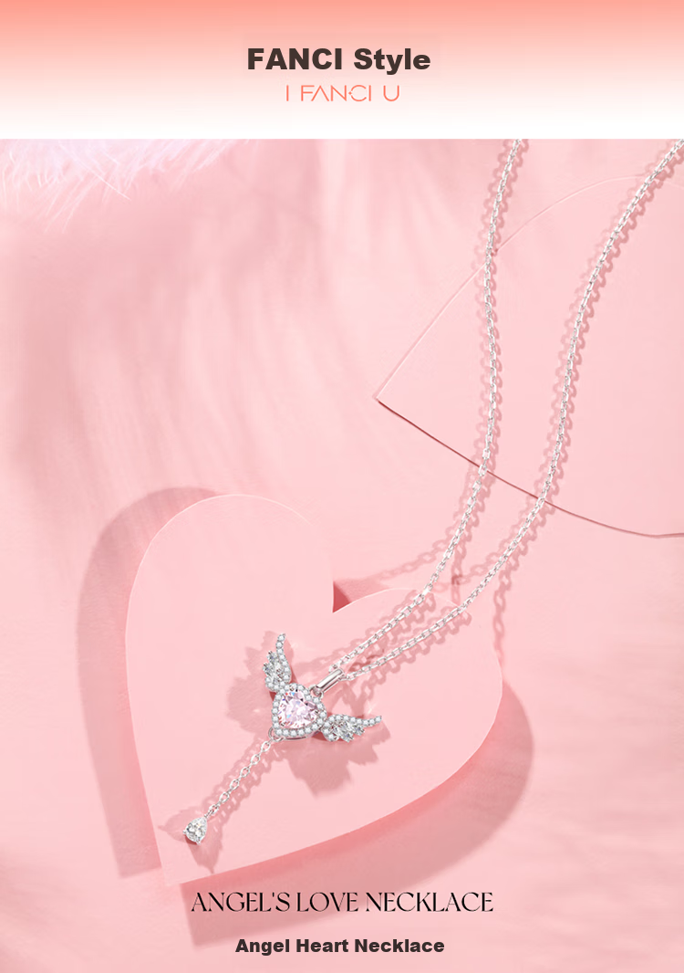 Fanci Angel Heart Necklace, Women's Gift Box Style Pendant, Luxurious And Elegant Birthday Gift for Girlfriend 1