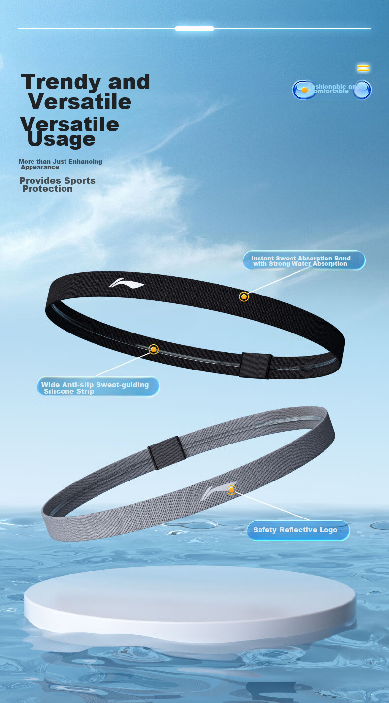 Li-Ning Sports Headband for Men And Women, Sweat-Absorbing Headband, Sweat-Stopping Band, Running Sweat-Guiding Band, Basketball Sweat-Proof Headband, Hair-Tying Band, Head Hoop 3