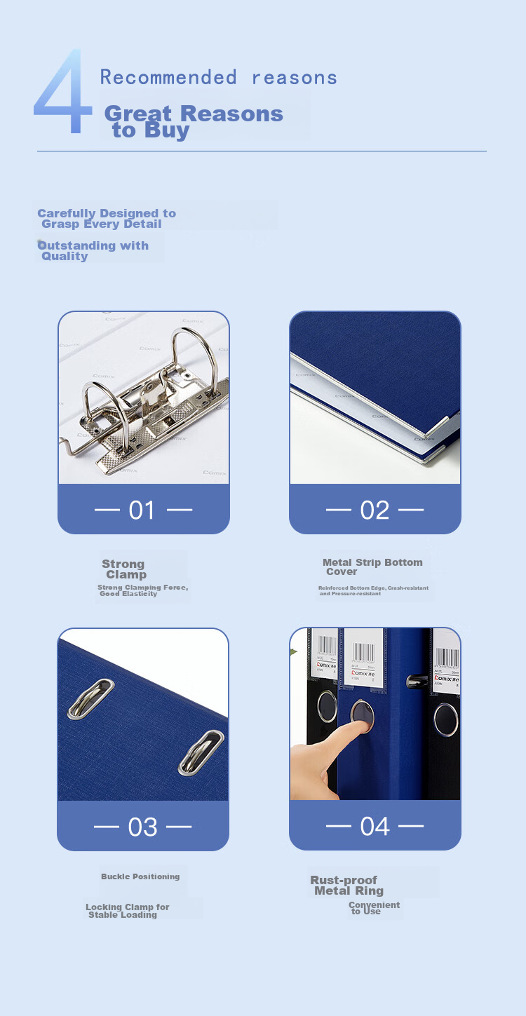 COMIX F/C 3-Inch European-Style Lever Arch File/folder, Blue, A108N 2