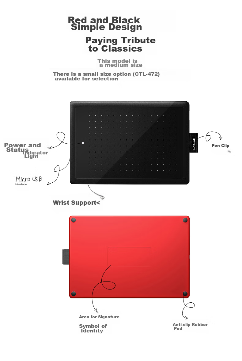 Wacom Digital Tablet, Drawing Pad, Writing Pad for Connecting to Computer And Mobile Phone, Electronic Drawing Board, Writing Pad for Teaching Online Classes CTL-4100/K0 Black Small Size 4