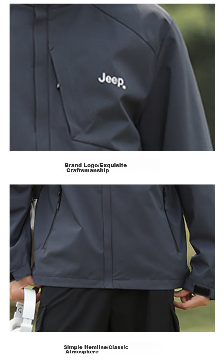 JEEP Men's Jacket, Simple Loose Fit, Hooded Sports Outdoor Clothing, Men's Outerwear, 075 Black, Size M 8