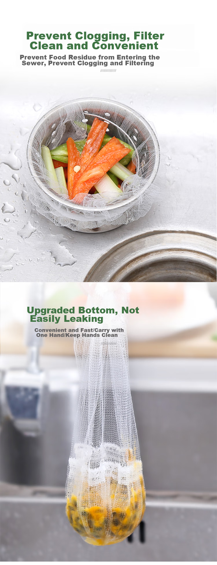 Yagao Kitchen Sink Strainer, 200 Pieces, Drain Filter Bag, Anti-Clogging Mesh Sieve for Sink And Drai 6