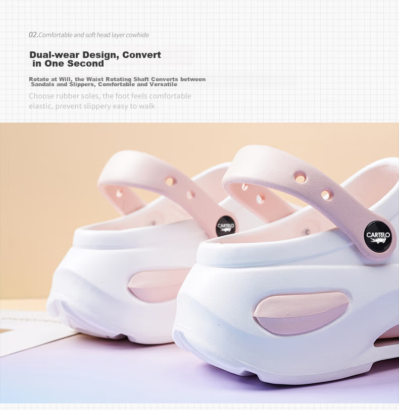 CARTELO Women's Perforated Shoes, Summer Sandals, Casual Slippers, Garden Dual-Use Beach Sandals for Women, 1463 White Pink, Size 37-38 6