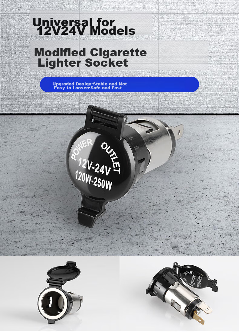 Meiyazhixing Car Cigarette Lighter Socket, 12V/24V Cigarette Lighter Socket Accessory, High-Power Car Cigarette Lighter Power Socket 1