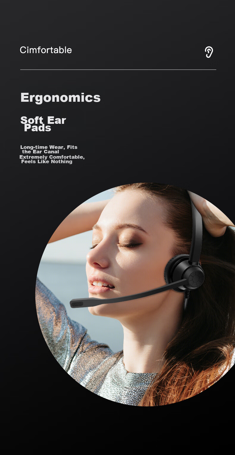 Yijiatong Single-Ear Headset Y390 with USB Interface, Over-Ear Headphones/call Center Headphones/noise-Cancelling Headphones/sales Telemarketing Headset/business/education Direct Connection to PC 7