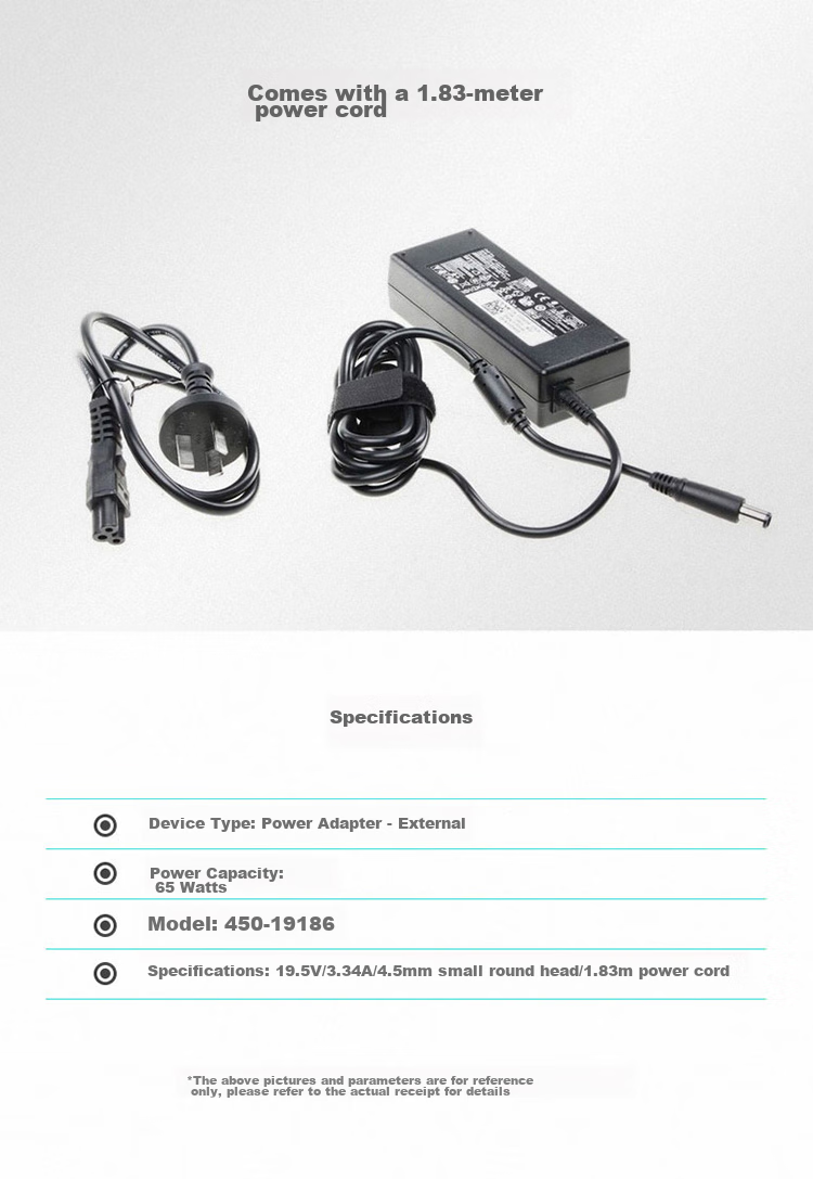 DELL Original Laptop Charger Power Adapter, 65W-4.5mm Interface, Compatible with Chengji 3425 Lingyue 3525/3530/5625/5430 5