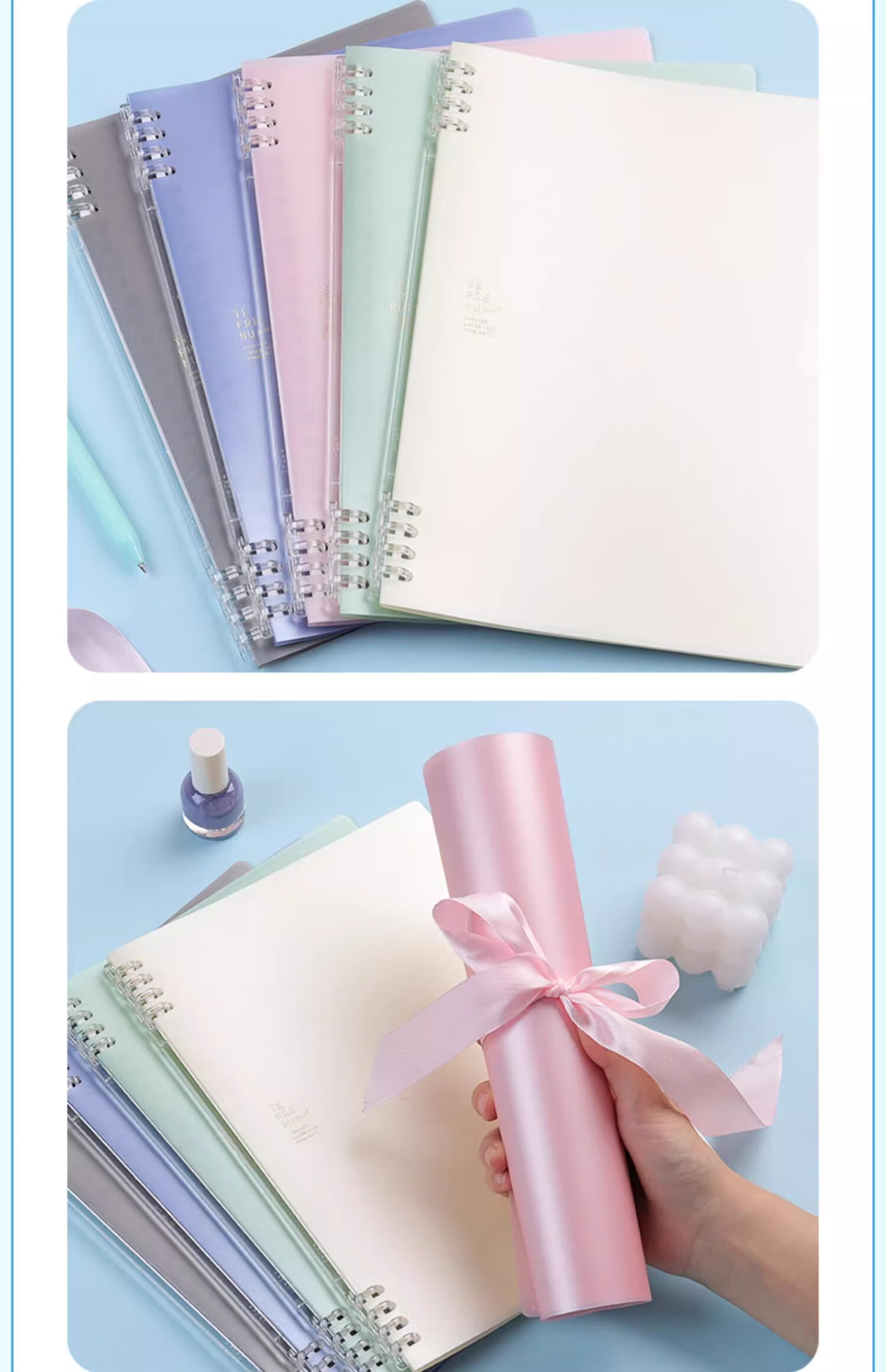 KINGJIM B5 Buckle Ring Pearl Color Notebook for Office And Students, Spiral Notebook, Loose-Leaf Notebook, Pearl Silver Gray, 9855TTE-GSRN 15