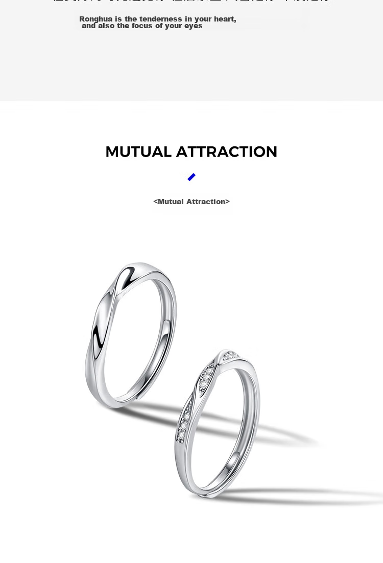 FanciFanci Twin Knot 925 Silver Couple Rings Open Adjustable Pair for Men and Women Anniversary Birthday Engagement Gift 3