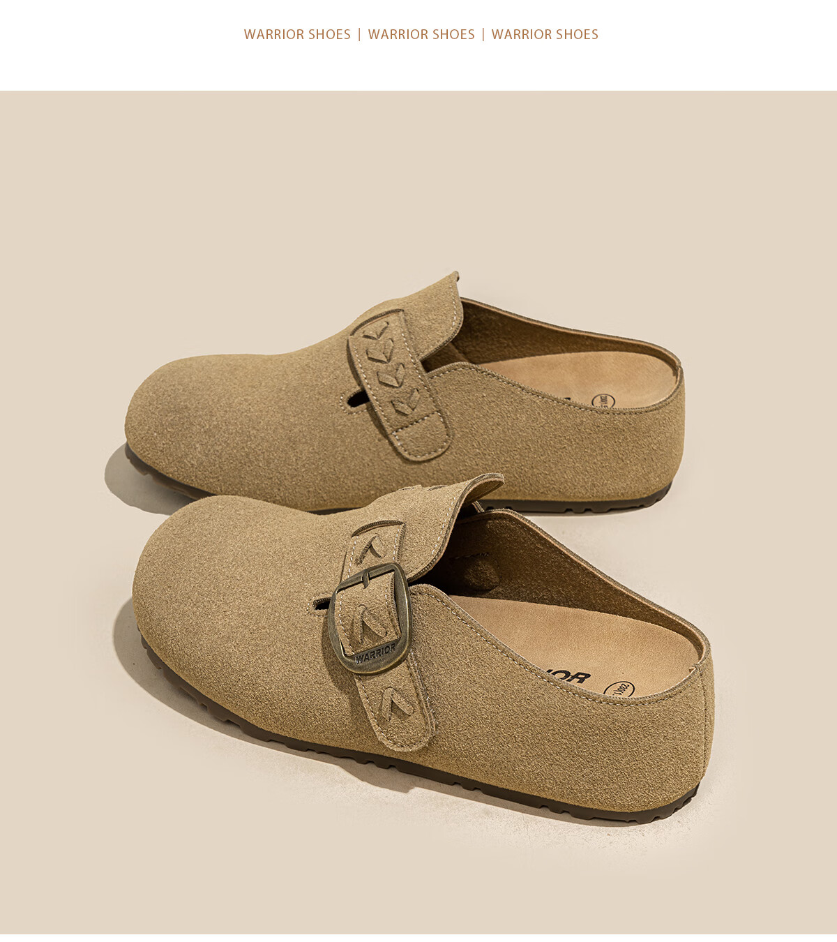 Warrior Thick Sole Birkenstock Women's New Autumn Winter Popular Height Increasing Slip-On Closed Toe Half Slippers Camel Color Size 38 13