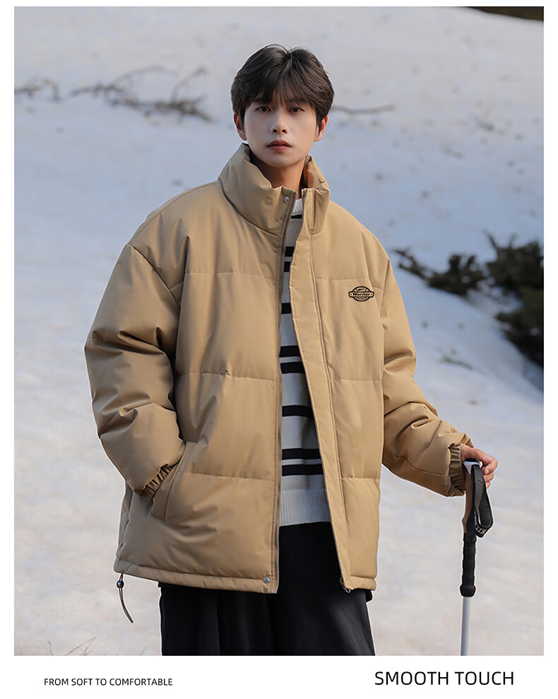 Warrior Men's Winter Cotton Padded Jacket, Stand Collar, Thickened, Cold-Resistant, Warm, Versatile Simple Men's Puffer Coat 6187 17
