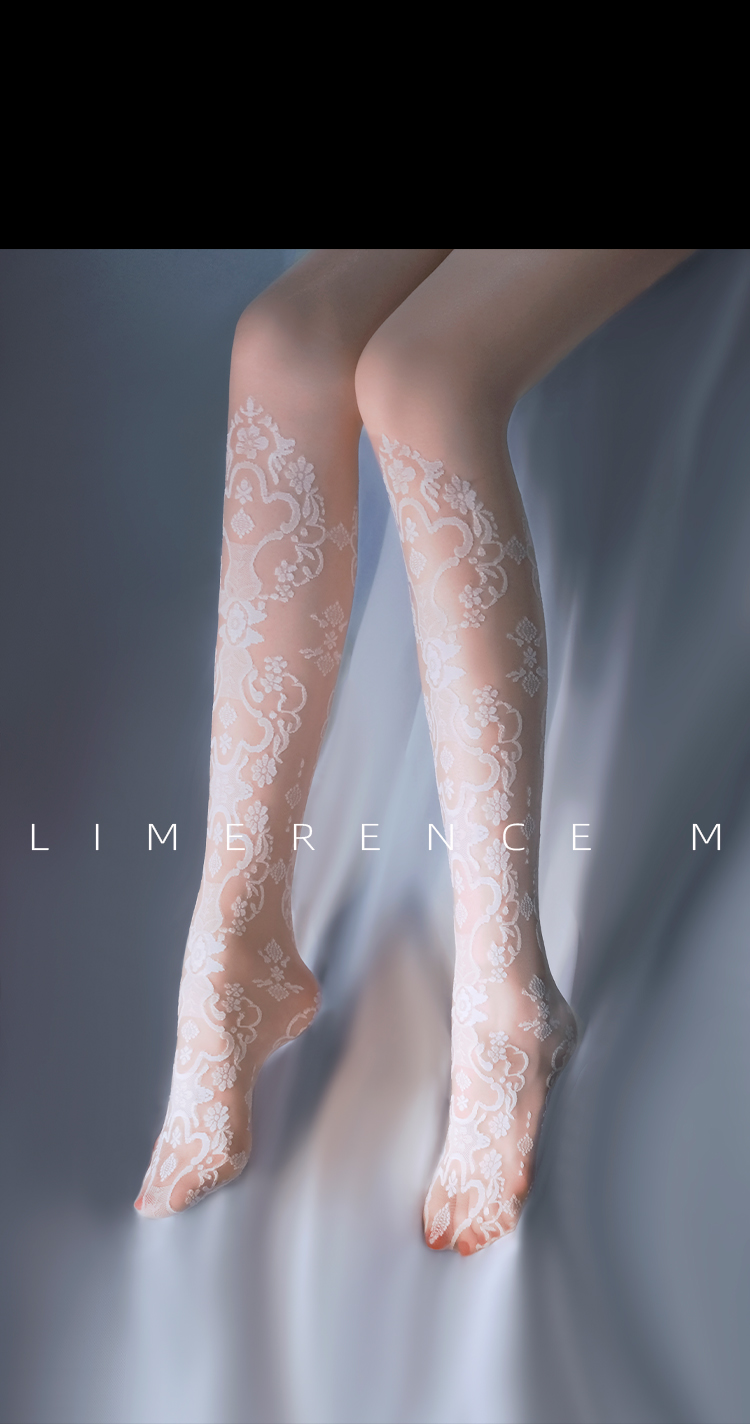 Limerence Venus T-Crotch Stockings, Ultra-Thin Vintage Elegant White Silk Patterned Sexy Dance Versatile Lace Pantyhose 4