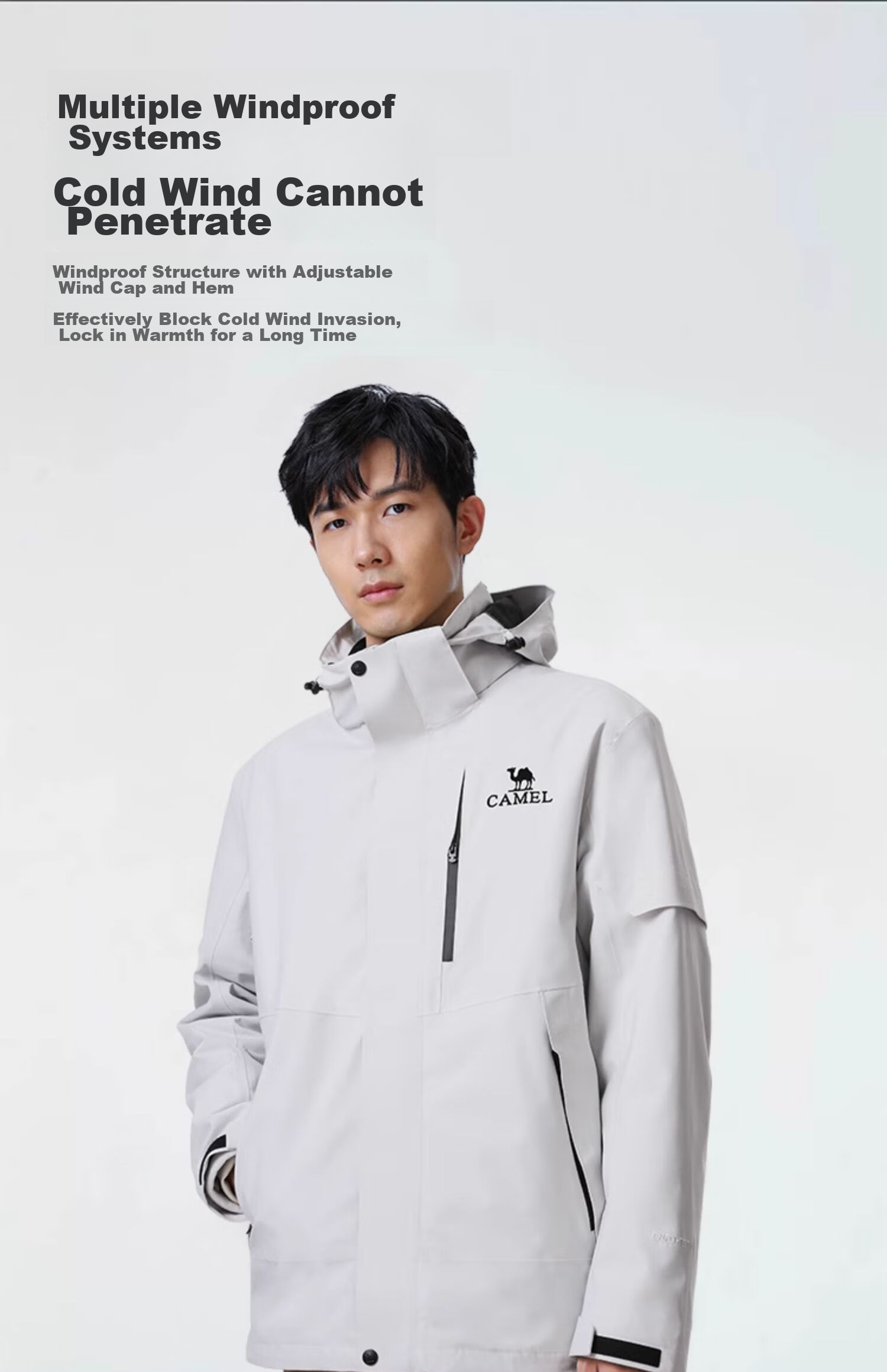 CAMEL Outdoor Jacket for Men And Women, 3-In Fleece-Lined Windproof Two-Piece Set, Autumn And Winter Coat, A13CA46174, XL 12
