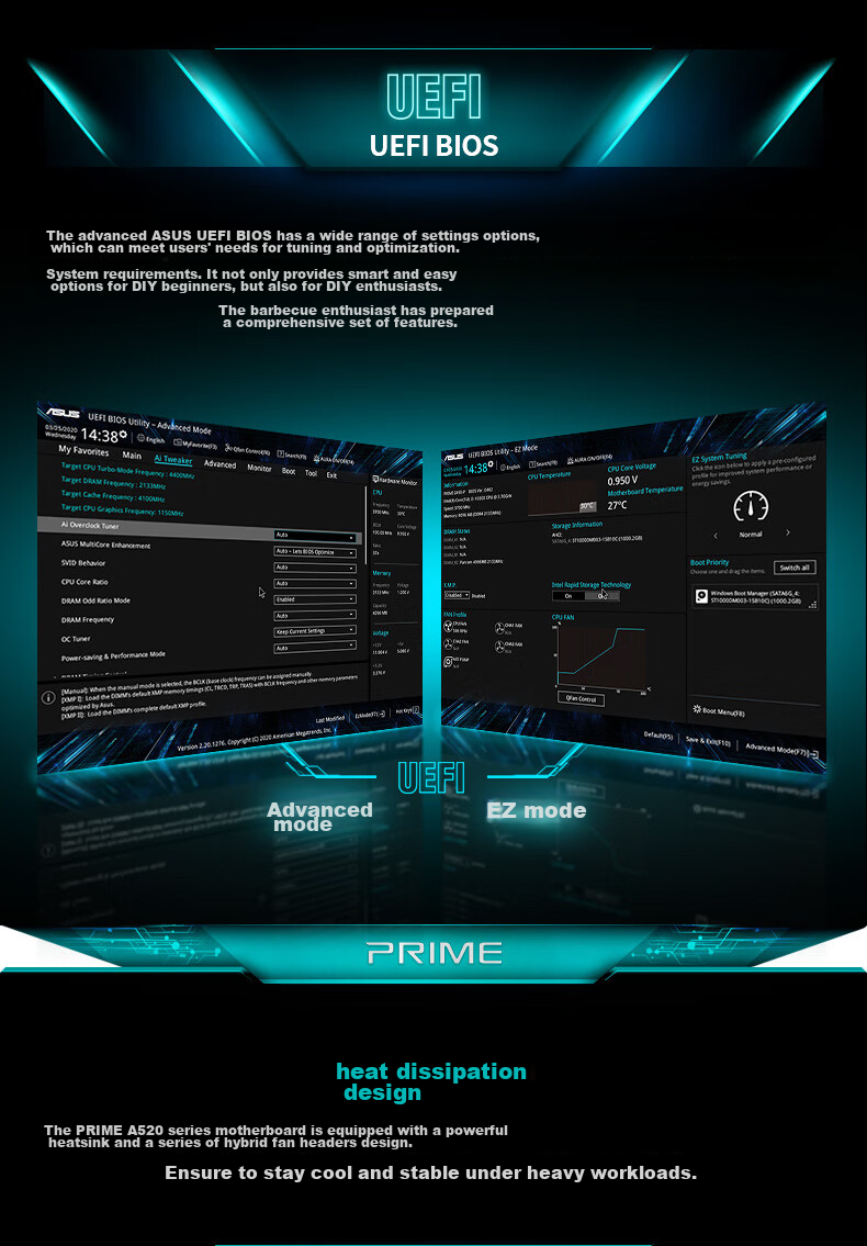 ASUS PRIME A520M-K Motherboard Supports CPU 5500/5600 (AMD A520/Socket AM4) 4