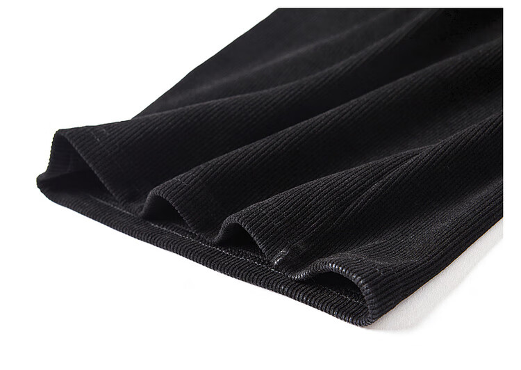 Dme [Cotton Velvet Wide-Leg Casual Pants], Autumn Mid-Rise Elastic Waist Trousers, Loose Women's Pants, Black, M 13