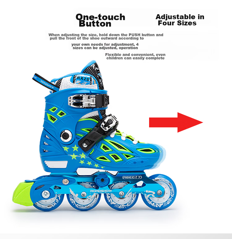 ROADSHOW Kids Roller Skates Locking Wheels Complete Set Boys Girls Beginner Ice Skates Inline Skates RX2S Pink Purple L 7