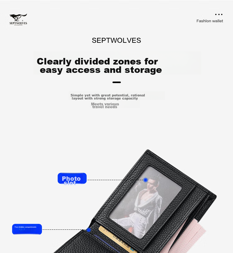 SEPTWOLVES Men's Short Genuine Leather Wallet Card Holder, Practical Anniversary Birthday Gift for Dad Or Husband 7