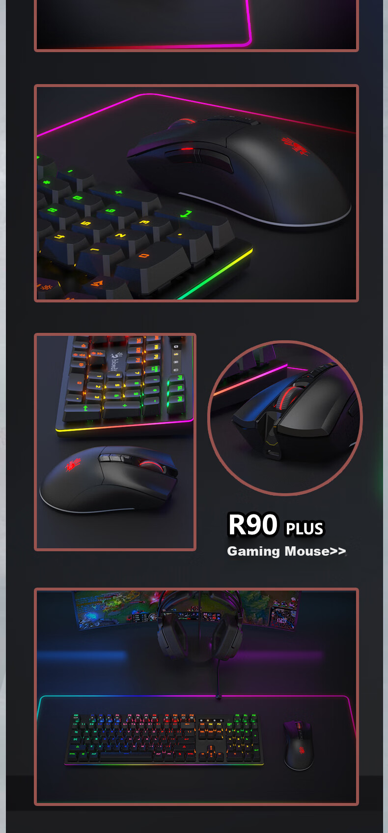 A4TECH R90plus Large Right Wireless Mouse Gaming Mouse E-Sports Mouse Rechargeable Wireless Mouse Blood Hand Phantom Black Wireless 11