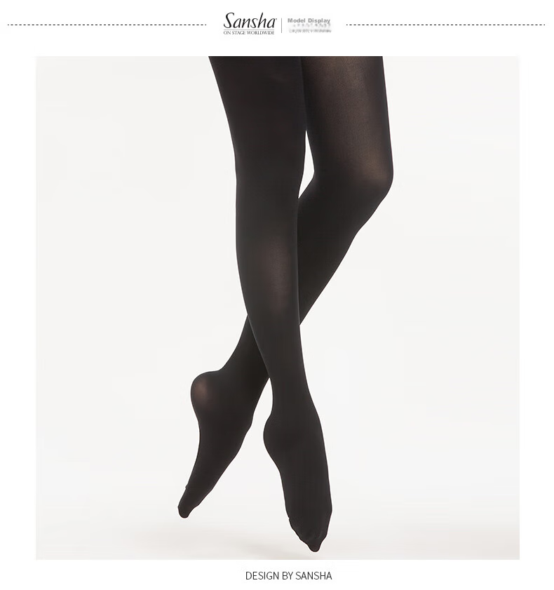 Sansha Ballet Dance Stockings for Adult Women, Footed Stockings, Open-Toe Silk Stockings for Dance Performances, Large Stockings T88 Black 3