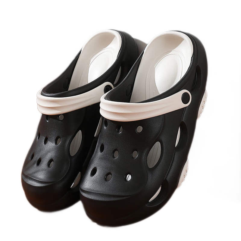 CARTELO Men's Perforated Shoes, Summer Sandals, Outdoor Dual-Wear Slippers, Fashionable Beach Shoes for Men, 1470 Black And White, Size 42-43