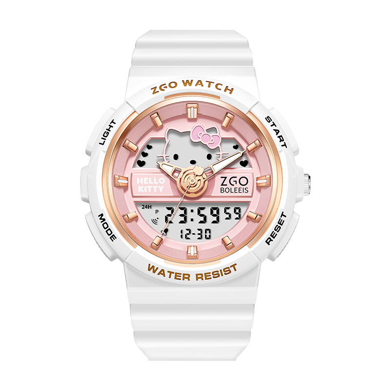 ZGO Sanrio Watch for Women Students, Waterproof Electronic Watch for Middle School Girls, Birthday Gift, 863 Rose White