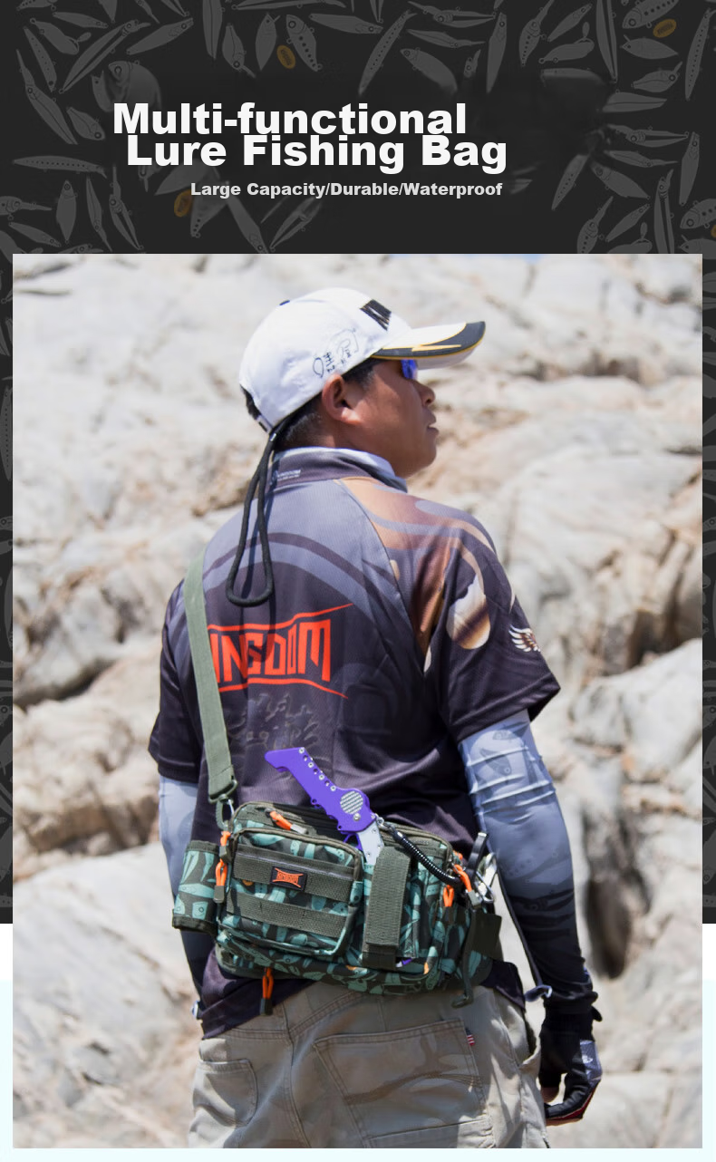 Guowangluya Lure Bag, Multifunctional Waist Pack, Crossbody Shoulder Bag, Fishing Backpack, Durable Tackle Bag, Black 1