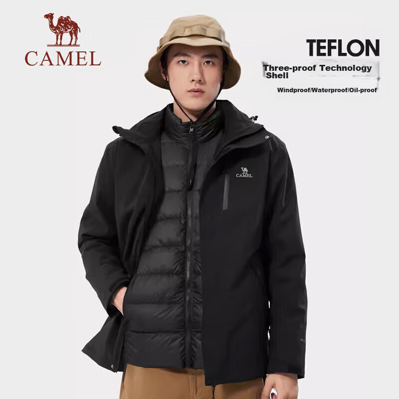 Женская куртка CAMEL AD22263513A, ветровка 3-в-1 с подкладкой из пуха, водонепроницаемая, размер M, теплый белый
