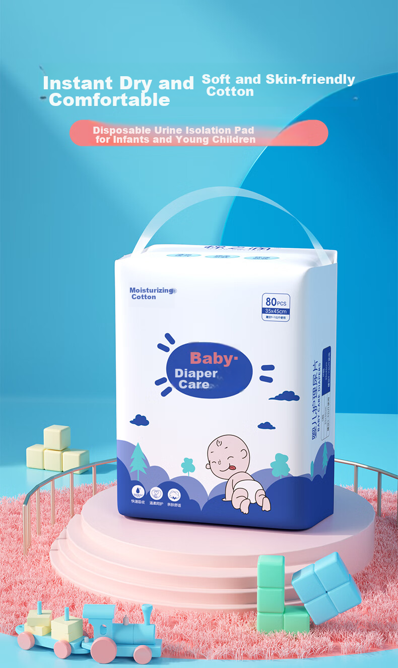 Mianzhirun Baby Diaper Changing Pad [80 Pieces], Water-Resistant Breathable Newborn Care Pad, Disposable Baby Bed Sheet, 35*45cm 3