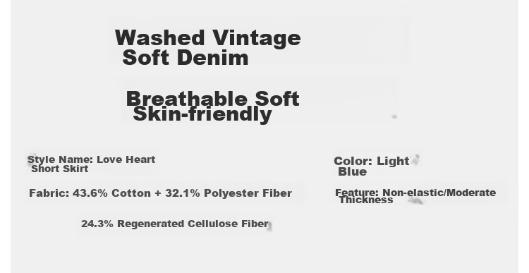 QQ DUCK Girls' Short Denim Skirt Summer Wear for Children And Teenagers, Heart Pattern Light Blue; Size 150 5