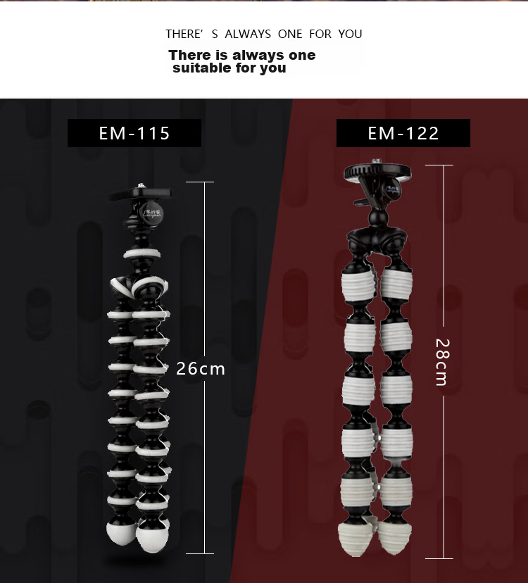 Earlymen EM-115 Octopus Desktop Tripod, Multifunctional Portable Phone And Camera Stand for Vlog Short Videos, Influencer Live Streaming Photography And Videography, Includes Black Phone Clamp 6