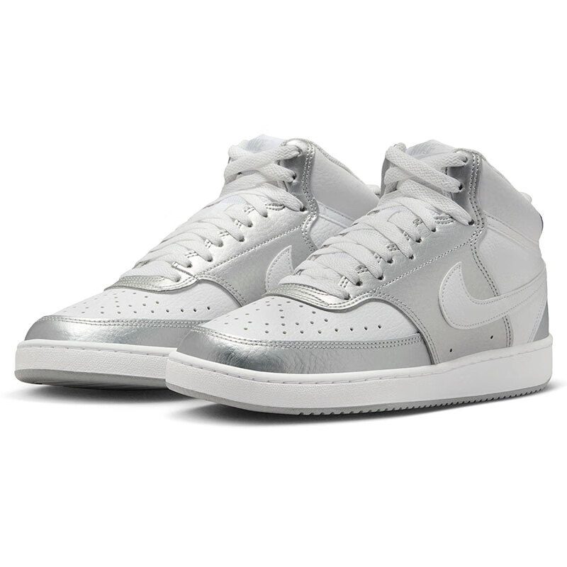 NIKE COURT VISION Women's Casual Shoes with Shock Absorption, Mid-Top Sneakers CD5436-108 Silver White Size 36