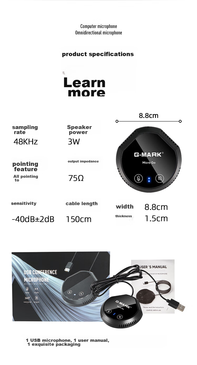 G-MARK USB Computer Laptop Speaker with Microphone for Recording, Bluetooth Gaming Desktop Omnidirectional Microphone Network Speaker All-In Small Steel Cannon High Volume 11