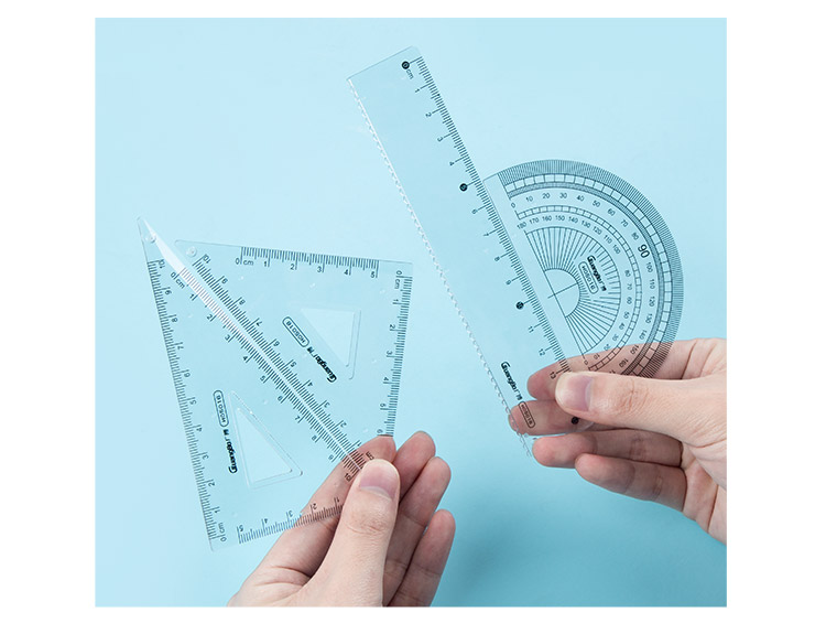 GuangBo Student Stationery Drawing And Exam Ruler Set Minimalist Style (Straight Ruler + Two Triangle Rulers + Protractor) Combination Pack H05323 7