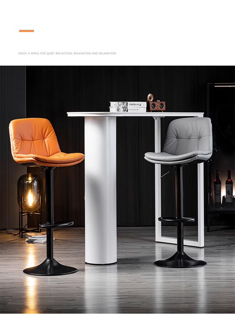 Huakaizhixing Bar Stool, Adjustable Height Chair, High Chair, Bar Stool with Backrest, Bar Office Chair BY621 Gray 8